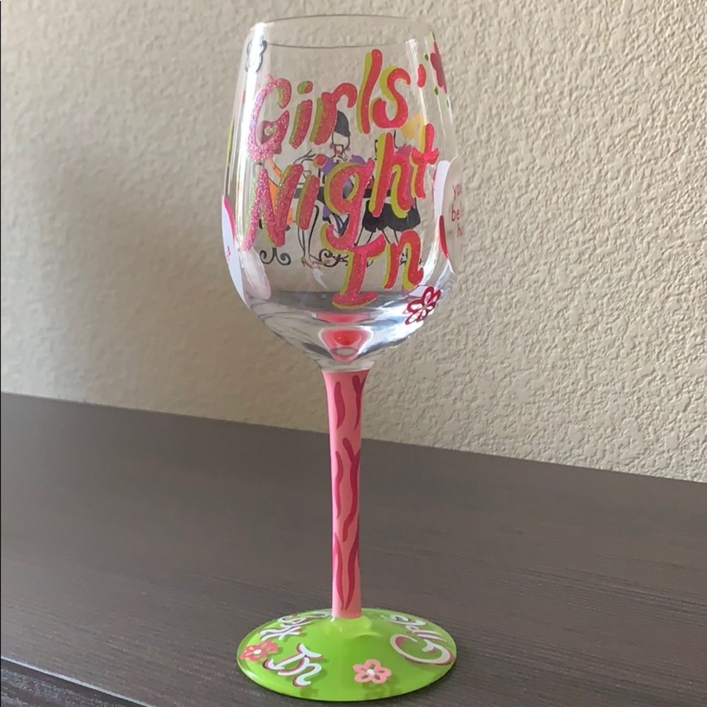 Lolita GIRLS NIGHT IN Hand Painted Wine Glass